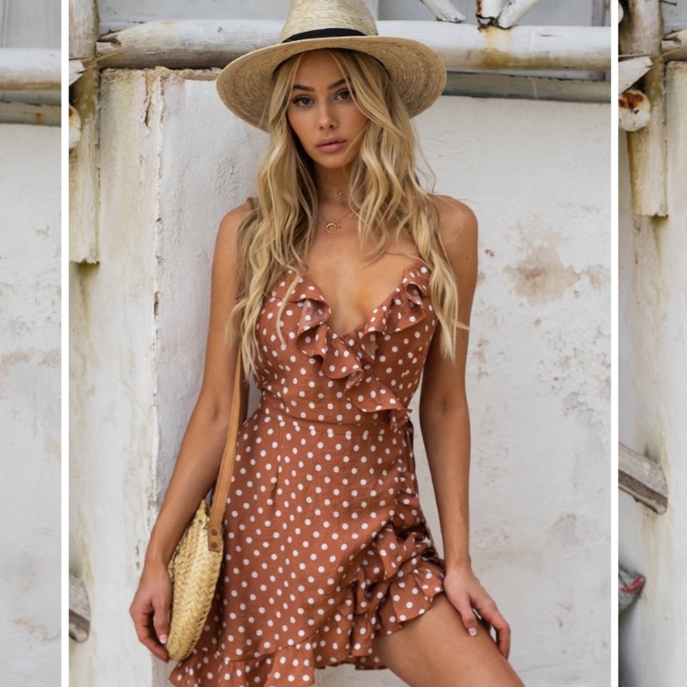 Serena Wrap Dress-Rust